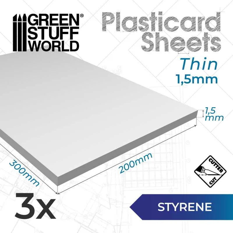 Styrene sheets - 1.5 mm Pack x3