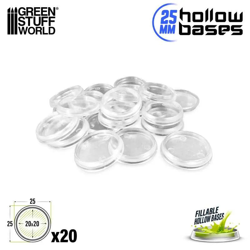 Hollow Plastic Bases - Transparent Round 25mm x20