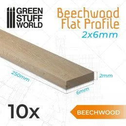 Beechwood flat profile - 6x250mm - ZZGames.dk