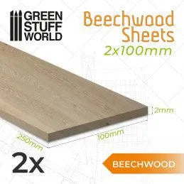 Beechwood sheet 2x100x250mm - ZZGames.dk