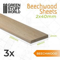 Beechwood sheet 2x40x250mm - ZZGames.dk